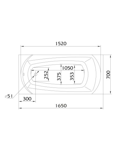 Акриловая ванна 165х70 см 1Marka Elegance 01эл16570