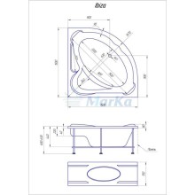 Акриловая ванна 150х150 см 1Marka Ibiza 01иб1515