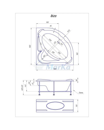 Акриловая ванна 150х150 см 1Marka Ibiza 01иб1515