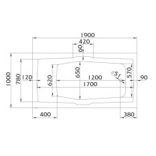 Акриловая ванна 190х100 см 1Marka Korsika 01кр1910