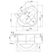 Акриловая ванна 155х155 см 1Marka Luxe 01лю1515