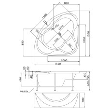 Акриловая ванна 155х155 см 1Marka Luxe 01лю1515