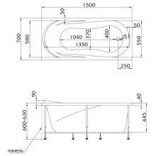 Акриловая ванна 150х70 см 1Marka Medea 01ме1570