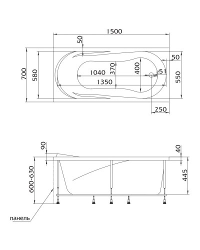 Акриловая ванна 150х70 см 1Marka Medea 01ме1570