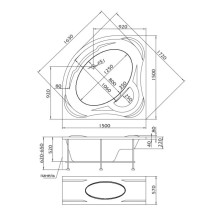 Акриловая ванна 150х150 см 1Marka Palermo 01па1515