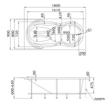 Акриловая ванна 180х90 см 1Marka Taormina 01та1890