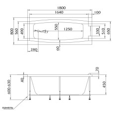 Акриловая ванна 180х80 см Marka One Aelita 01ае1880