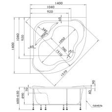 Акриловая ванна 140х140 см Marka One Afrodita 01аф1414