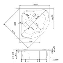 Акриловая ванна 150х150 см Marka One Afrodita 01аф1515