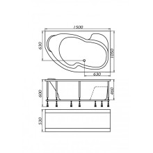 Акриловая ванна 150х105 см R Marka One Aura 01ау1510п