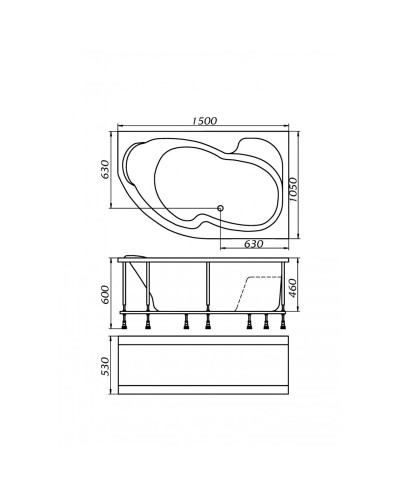 Акриловая ванна 150х105 см R Marka One Aura 01ау1510п