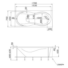 Акриловая ванна 170х75 см Marka One Enna 01эн1775