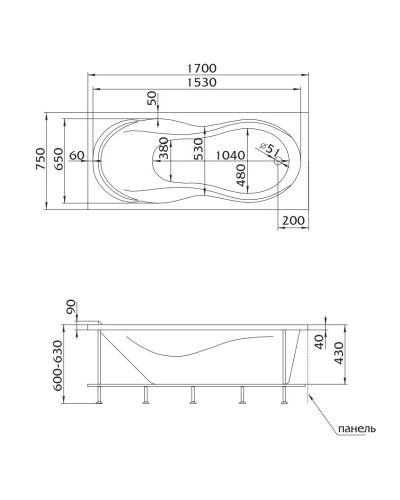 Акриловая ванна 170х75 см Marka One Enna 01эн1775