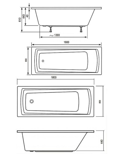 Акриловая ванна Ravak Domino Plus 180х80 C651R00000 без гидромассажа