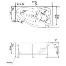 Акриловая ванна 160х95 см L Marka One Gracia 01гр1695л