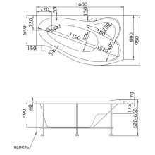 Акриловая ванна 160х95 см R Marka One Gracia 01гр1695п
