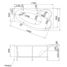 Акриловая ванна 170х99 см R Marka One Gracia 01гр1710п