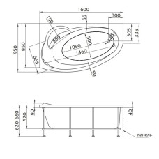 Акриловая ванна 160х95 см L Marka One Julianna 01дж1695л