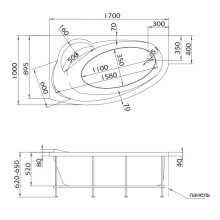 Акриловая ванна 170х100 см L Marka One Julianna 01дж1410л