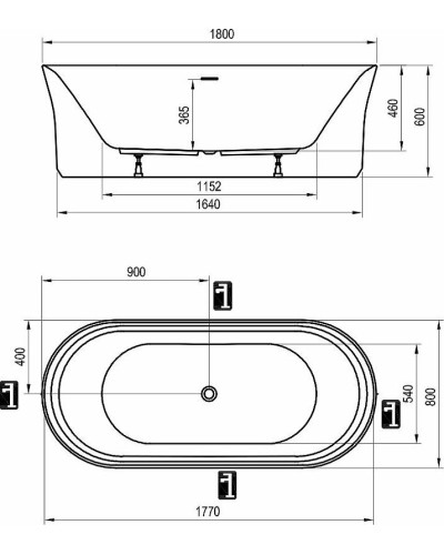 Акриловая ванна Ravak Ypsilon 180x80 XC00100034 без гидромассажа