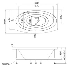 Акриловая ванна 170х94 см Marka One Nega 01нег1795