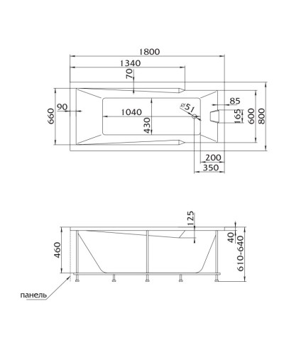 Акриловая ванна 180х80 см Marka One Raguza 01ра1880