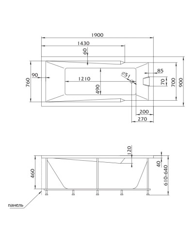 Акриловая ванна 190х90 см Marka One Raguza 01ра1990