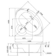 Акриловая ванна 140х140 см Marka One Trapani 01тр1414