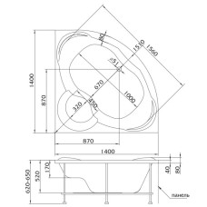 Акриловая ванна 140х140 см Marka One Trapani 01тр1414