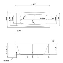 Акриловая ванна 150х70 см Marka One Viola 01ви1570