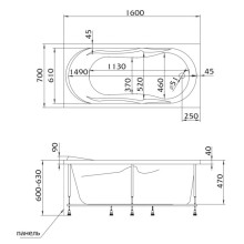 Акриловая ванна 160х70 см Marka One Vita 01вит1670