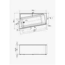 Акриловая ванна 170х100 см L Marka One Direct 01дир1710л