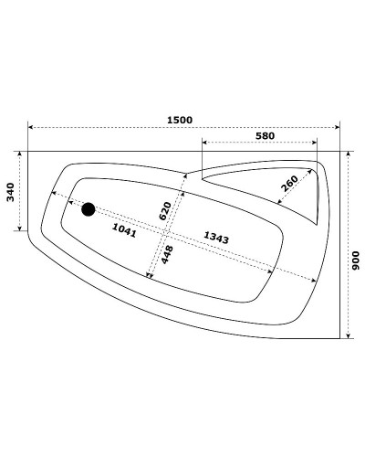 Акриловая ванна Bas Камея PRO 150x90 L В А0117 без гидромассажа