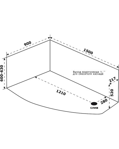 Акриловая ванна Bas Камея PRO 150x90 L В А0117 без гидромассажа