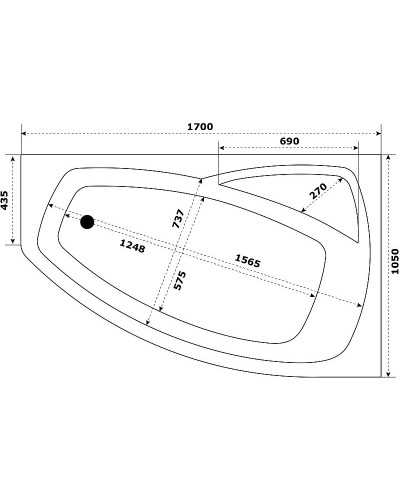 Акриловая ванна Bas Камея PRO 170x105 L В А0121 без гидромассажа