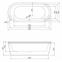 Акриловая ванна Cezares Metauro Central 180х80 METAURO-Central-180-80-40-W37 без гидромассажа
