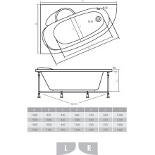 Акриловая ванна Alpen Terra 160х105 R AVA0044+AP0094+KMA160105 без гидромассажа