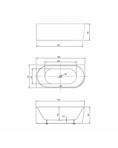 Акриловая ванна Vincea 150x75 VBT-402-1500L без гидромассажа