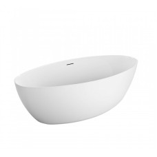 Отдельностоящая, полукруглая акриловая ванна в комплекте со сливом-переливом BelBagno BB707-1860-880
