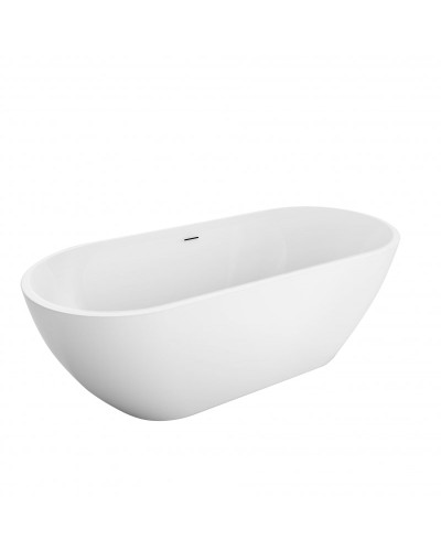 Отдельностоящая, овальная акриловая ванна UNO в комплекте со сливом-переливом BelBagno BB701-1400-720-K