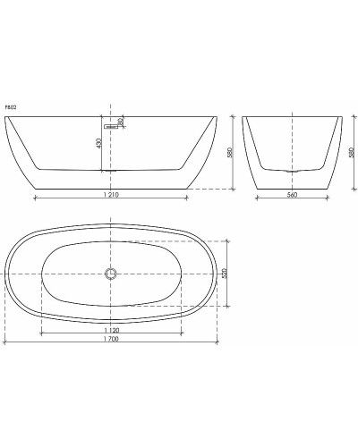 Акриловая ванна Sancos Flo 170x80 FB02 без гидромассажа