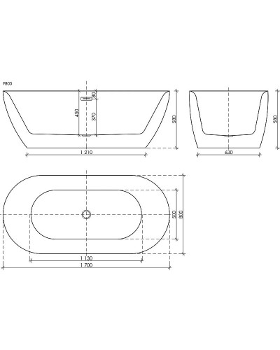 Акриловая ванна Sancos Fusion 170x80 FB03 без гидромассажа
