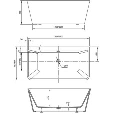 Акриловая ванна Vincea 170x80 VBT-425-1700 без гидромассажа