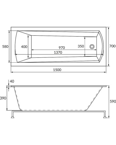 Акриловая ванна Cersanit Nature 150х70 64243 без гидромассажа