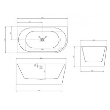 Акриловая ванна Abber 150x78 AB9257-1.5 L без гидромассажа