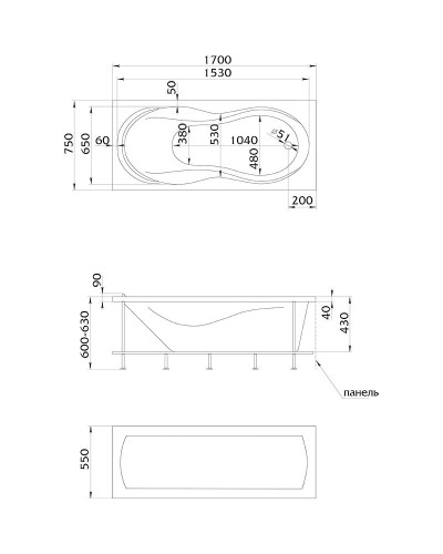 Акриловая ванна Marka One Enna 170х75 01эн1775 без гидромассажа
