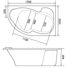 Акриловая ванна Marka One Aura 150x105 R 01ау1510п без гидромассажа