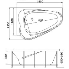 Акриловая ванна Marka One Love 185х135 R 01лв1813п без гидромассажа