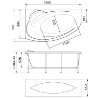 Акриловая ванна Marka One Julianna 160х95 L 01дж1695л без гидромассажа
