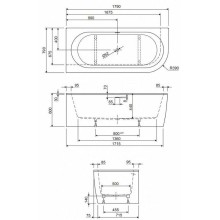 Акриловая ванна Cezares Slim 179x79 L SLIM CORNER-180-80-60-L-NERO-SET без гидромассажа